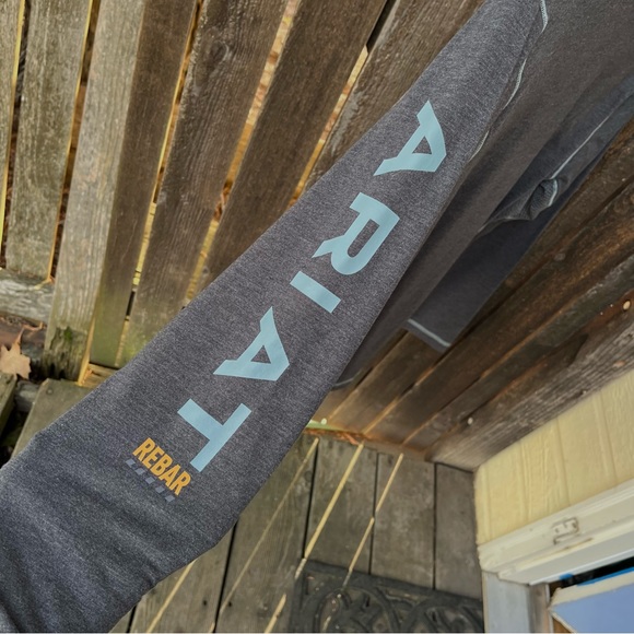 Ariat Wm’s Rebar Workman Logo Long Sleeve T-shirt  In Charcoal Gray Sz S - Picture 6 of 14